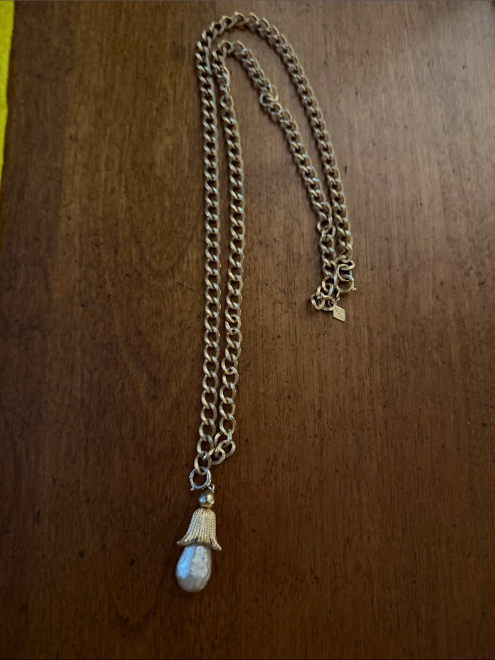 Sarah Coventry Gold-Tone Chain Necklace with Pearl Drop Pendant